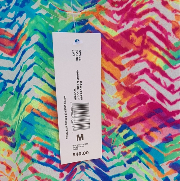 Vibrant Rainbow Chevron Tassel Swim Cover-Up Medium - Picture 10 of 10